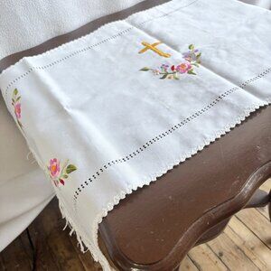 Hungarian Kalocsa Embroidered Christian Fringed Table Runner Easter